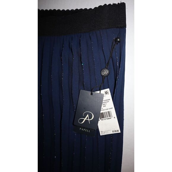 Adrianna Papell Women's Plus Sz 20W Midnight Foil Chiffon Pleated Skirt $139+ - Picture 3 of 14
